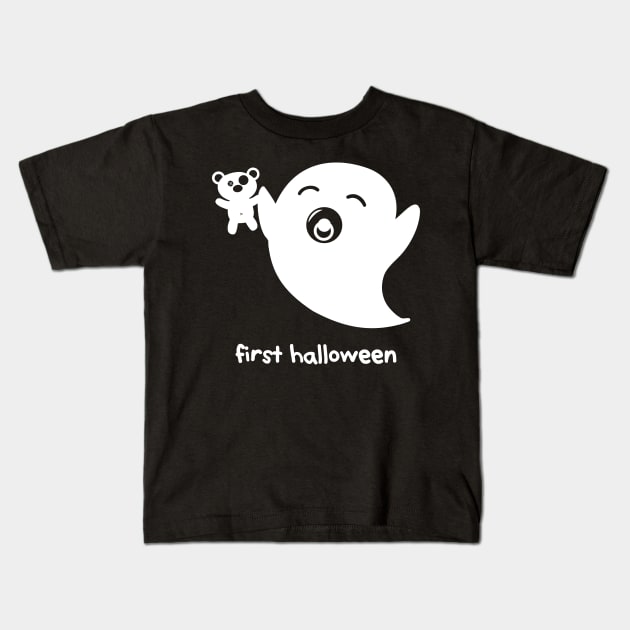 cute ghost – Baby Boo (white on black) Kids T-Shirt by LiveForever